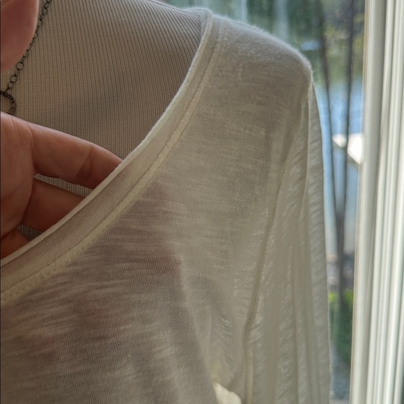 Anthropologie PURE + GOOD 100% Cotton Slub Ivory, Scoopneck Tee, Med, Like new - Picture 3 of 7